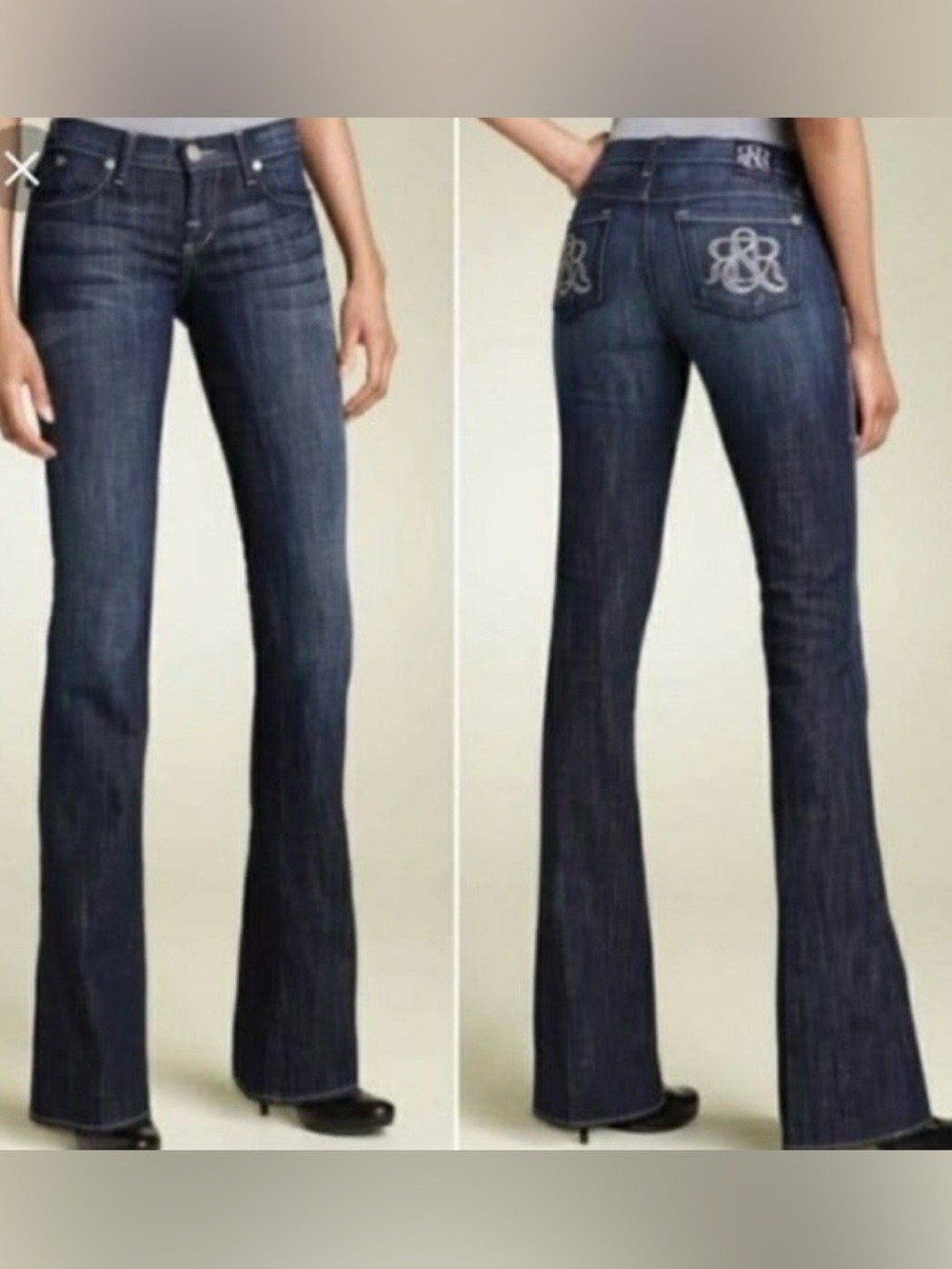 Rock & Republic Jeans Women’s 27 Dark Blue Bootcut Raw Hem LIKE NEW!
